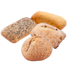 Kampioentje, mini ciabatta, vruchtenbroodje rozijn of volkorenbol